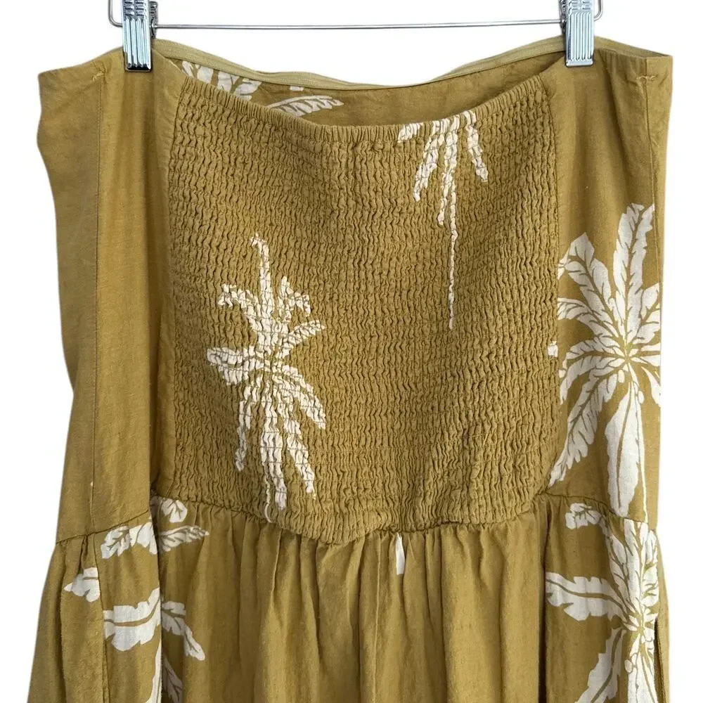 Anthropologie Celandine Linen Blend Strapless Drop-Waist Midi Dress Size XL